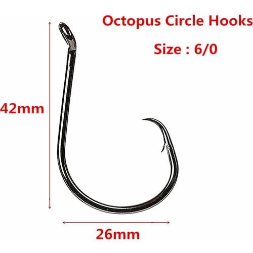 50pcs 6/0 Octopus Circle Fishing Hooks Saltwater Ocean Barbed offset fishhooks High Carbon Steel Chemically Sharpened