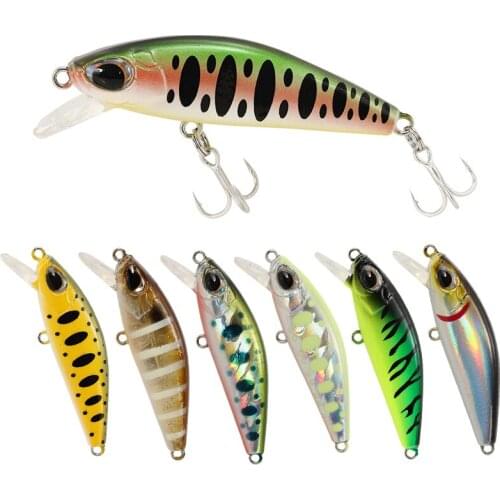 AI-SHOUYU 1PCS Fishing Lure Minnow 55mm/6.5g Crankbait Hard Bait with 2 set 12# Treble hook Wobble Suspending Jerkbait Tackle