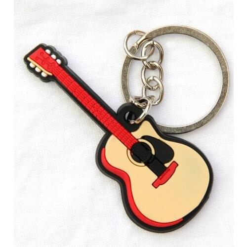 FREE SHIPPING BY DHL 100pcs/lot New Rubber Silicone Mini Guitar Keychains Music Keyrings for Gifts
