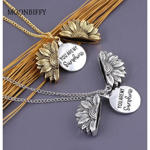 Sunflower Keychain You Are My Sunshine Open Locket Letter KeyChain Men Car Women Bag Accessories Jewelry Dropshipping
