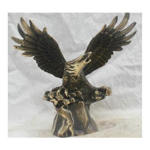 Art Bronze Decoration Crafts Brass Chinese China Folk Culture Handmade Brass Bronze Statue Lucky Eagle Sculpture