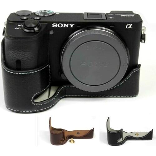 Genuine Real Leather Camera Case For SONY A6600 ILCE-6600 Half Body Cover With Battery Opening
