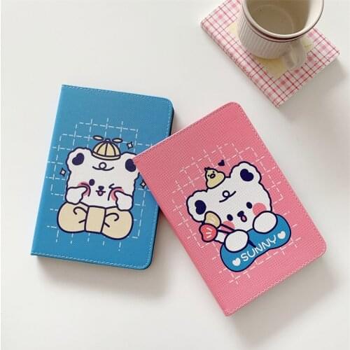 Bear Cartoon PU Leather Flip Stand Cover Case For Ipad Mini 1/2/3/4/5 Air 1 2 Pro9.7 2017 2018 Pro10.5 Air 3 4 12.9 Tablet Funda