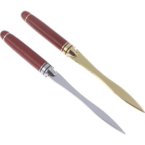 Wood Handle Letter Opener Stainless Steel Knife Split File Envelopes Letter Opening Cut Paper For School Student Stationery
