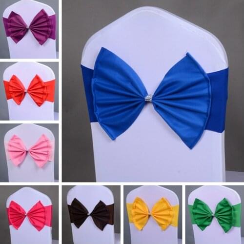 11 Colours Wedding Chair Sash Bow Tie Spandex Chair Band Sash Butterfly Bow Tie Wedding Decoration Hotel Banquet Party