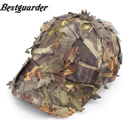 Hunting Disguise Cap Jungle Camouflage Baseball Cap Stereo Leaf Bionics Military Camo Tactical Hats Stitching Forest Cap Newest