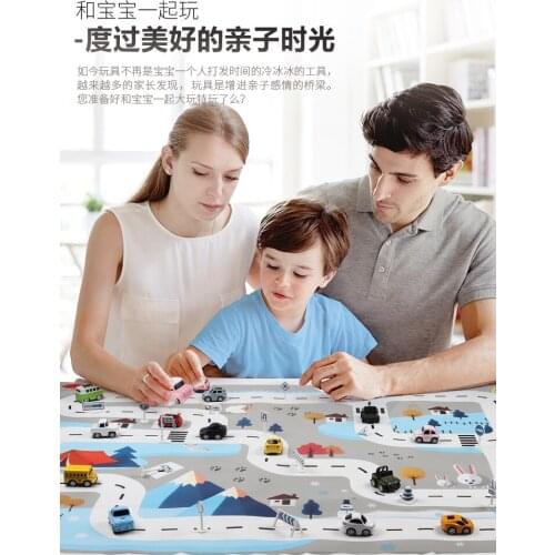 New 130X100CM Nordic snow toy car mats map rug pad urban road map childrens play area game collapsible building parking lot