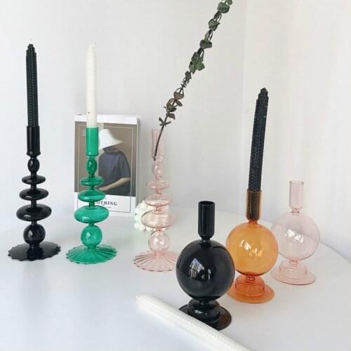 Creative Home Decor Glass Decorative Retro Candlestick Candlestick Holder Window Display Wedding Table Centerpieces