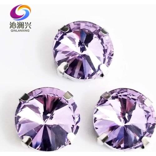 Round shape Silver bottom Crystal violet AAA glass crystal claw rhinestones,flatback sew on stones diy/apparel accessories SWR18