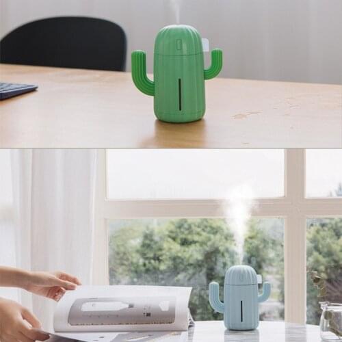 Mini Cute Cactus Air Humidifier Night Light Mist Diffuser Purifier 340ML