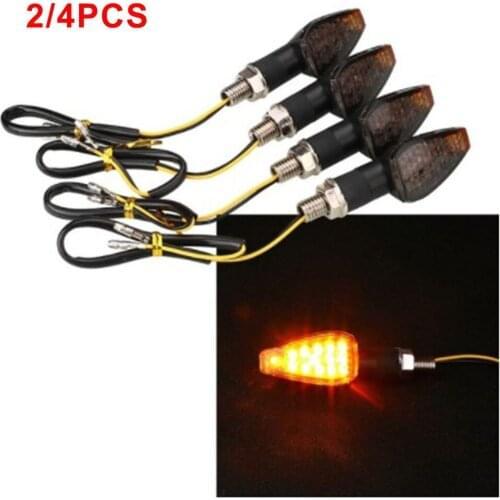 2PCS/4PCS Motorcycle LED Turn Signal Indicator Lights 14LEDS Motorbike Amber Blinker Moto Tail Lights Signal Lamps Drop Ship