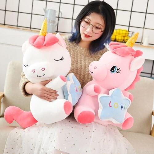 1pc 30-50cm Soft Stuffed Animal Baby Dolls Kawaii Cartoon Cute Unicorn Plush toys Kids Present Toys Children Baby Birthday Gift