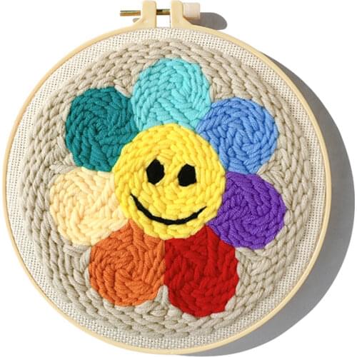 Sunflower Punch Needle Embroidery Kit for Beginners Easy Embroidery DIY Needlework Wool Work Home Decor Custom Embroidery