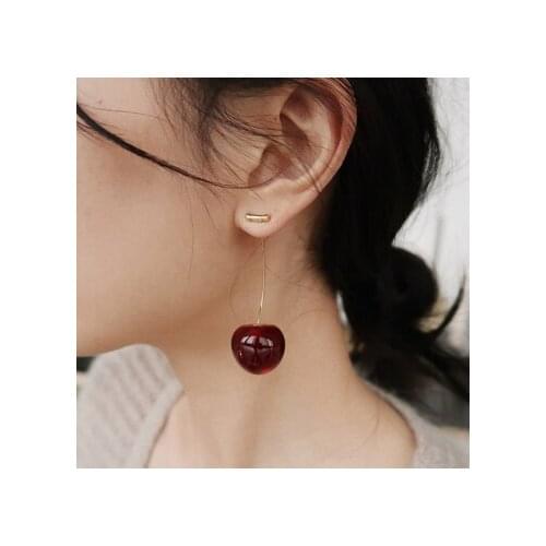 New 2021 Arrival Dominated Acrylic Fashion Geometric Fine Women Drop Earrings Contracted Sweet Cherry modelling Long Earrings