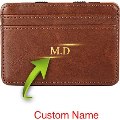 Customized Slim Card Holder Card Protection Personalized Thin Short Men Magic Wallet Engraved Women Small Money Clip Cash Clip