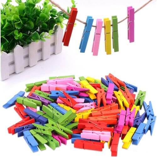 Made in China 25mm 35mm 45mm 75mm Color Wooden Clips Photo Clips Clothespin Craft Decoration Clips School Office clips