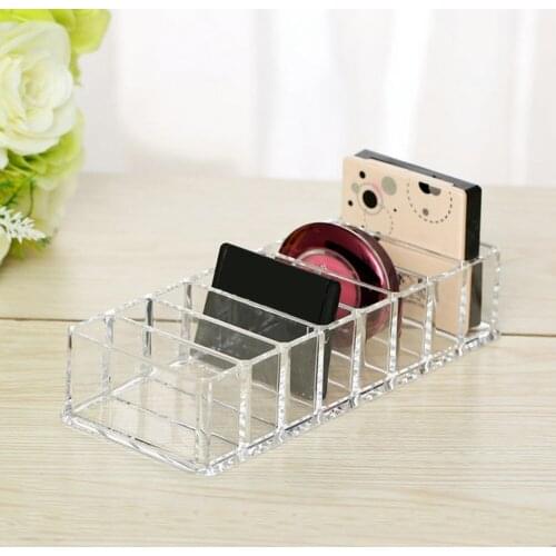 Clear Acrylic Divided Makeup Organizer Acrylic Compact Organizer Blushes Highlighters Cosmetic Display Stand Holder Box Case