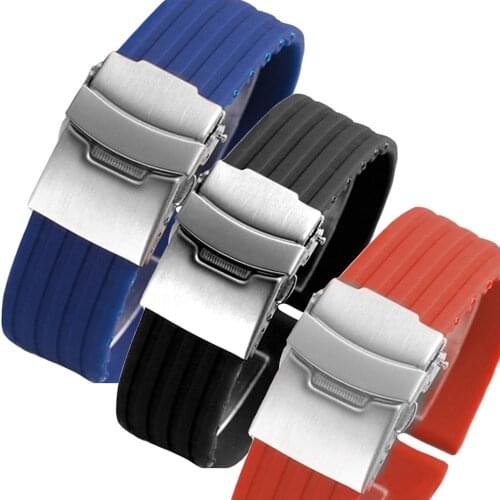 22mm Silicone Replacement Watch Band Orange Black Blue Soft Rubber Watch Straps Watch Strap Spring Bar and Removal Tool included