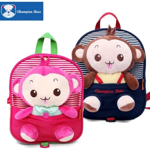 Newest Kindergarten Children Schoolbag Toddler Kid Anti Lost Backpack Cute Plush Monkey Toy Baby Boys Girls Preschool Bags -3081