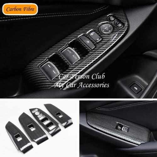 Carbon Fibre Interior Door Window Glass Lift Switch Frame Panel Cover Trims For Honda Accord 10th 2018-2021 LHD Car Accessories