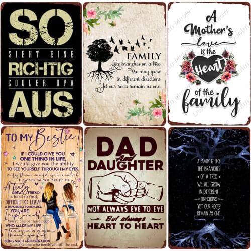 Super Mom and Dad Vintage Tin Sign Family First Metal Poster Welcome To Grandad Plaque Home Sweet Home Sign Wall Decoration N383