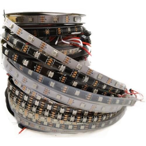 1m 2m 3m 4m 5m WS2812B WS2812 Led Strip,Individually Addressable Smart RGB Led Strip,Black/White PCB Waterproof IP30/65/67 DC5V