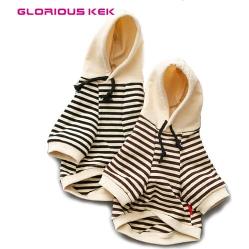 GLORIOUS KEK Dog Clothes Spring 2018 Autumn Dog Hoodies for Small Medium Dogs Casual Stripes Pet Coat Cozy Jacket for Bulldogs