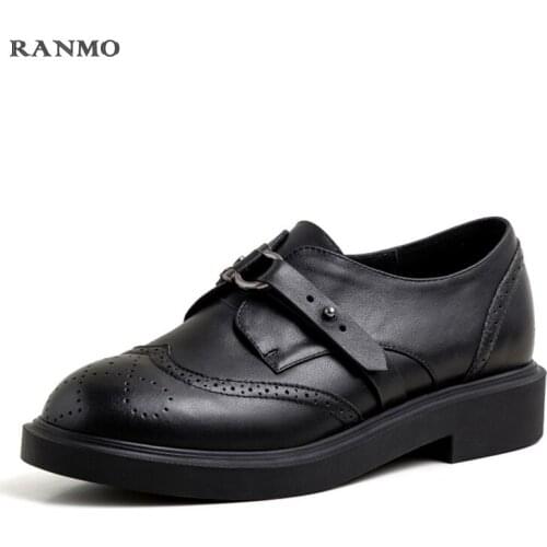 Oxfords Shoes Women Genuine Leather 2021 Autumn New British Fashion Square Toe Girl Shoes Thick Heel Patent Leather Shoes Ladies