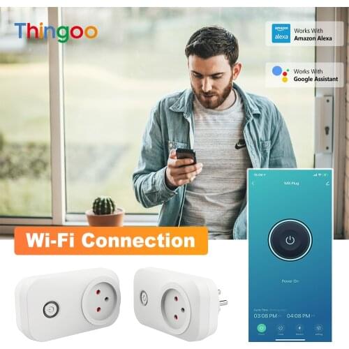 Smart Life Household Wi-Fi Adapter Plug Timer Wifi Connected Socket Israel Power Monitor 16A 220V Wireless Voice Remote Control