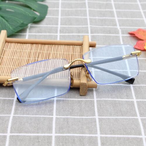 Vazrobe Stone Glasses Male Women Light Blue Natural Glass Sunglasses Anti Eye Dry Anti Scratch Heavy Eyewear Rimless