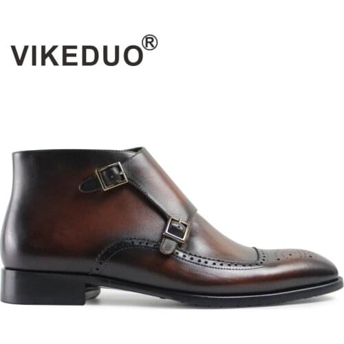 Vikeduo Special Offer Military Botas Hombre Boot Luxury Retro Fashion Chelsea Brown Fur Winter Ankle Genuine Leather Men Boots
