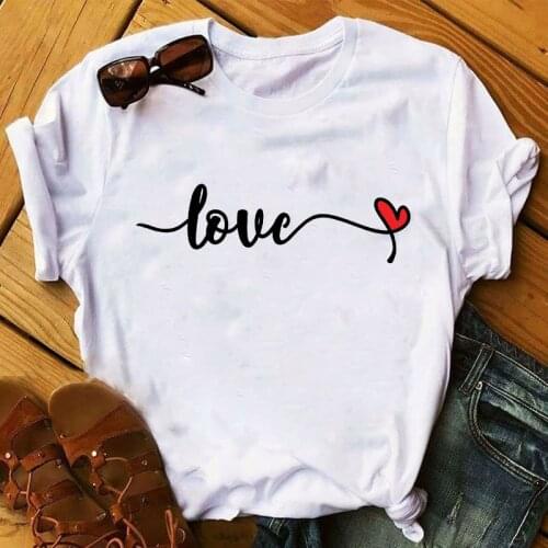 WVIOCE Love T Shirt Women Cartoon T-Shirt Women Short Sleeve O-neck Tshirt Tops Harajuku Graphic Female Tee Shirts Ladies Tops