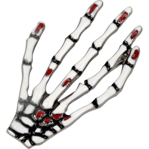 Yacq Skeleton Hand Enamel Pin Brooch - Scarf Holder - Halloween Party Accessories - Cute Crystal Jewelry Gift for Women Girls