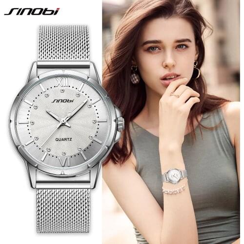 Reloj mujer sinobi Women Simple Quartz Watches Ladies Top Brand Luxury Female Geneva Wrist Watch Girl Clock Relogio Feminino