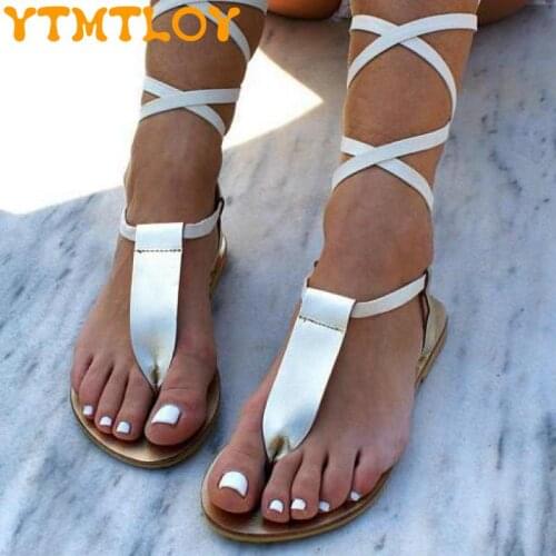 New Gladiator Women Flat Sandals Ladies Clip Toe Cross Strap Thong Shoes Woman Beach Free-binding Sandalen Dames 2021