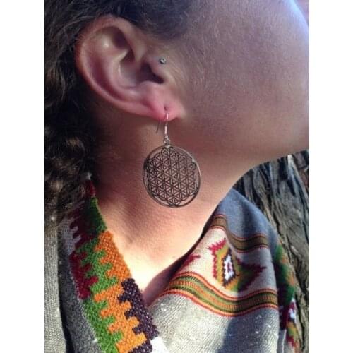 Flower of Life Stainless Steel Dangle Earrings Acred Geometry Seed of Life Spiritual Mandala Women Jewelry