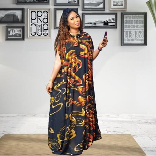 Abaya Dubai Muslim Sets With Hat Line Printing Dress American Clothing Lady Party boubou Clothes