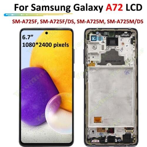 Super AMOLED For Samsung Galaxy A72 A725 A725F/DS LCD Display Touch Panel Digitizer Screen For Samsung A72 SM-A725F LCD +Frame