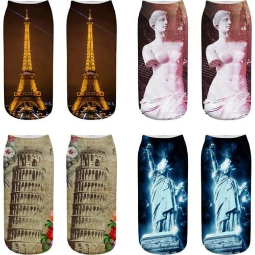 1 pair of new fashion original hot printed womens socks popular three-dimensional pattern single side printed cotton socks