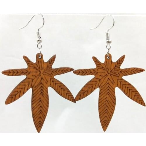 12Pairs Good Quality Wood Earrings Organic brown Hollow African Woman Wooden Brincos Pendant 4.5*4.9cm E395