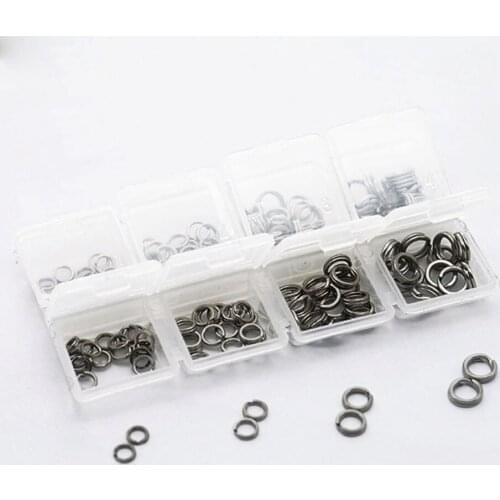 150pcs/box Strengthen Bicyclic Double Circle Ring Stainless Steel Fishing Snap Connector accessories hook connection component