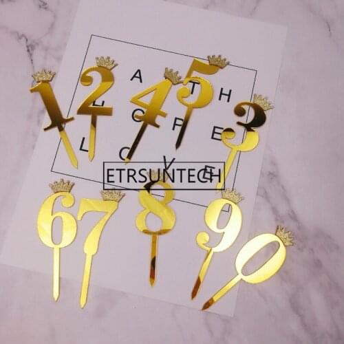 300pcs Number 0-9 Cake Topper Birthday Anniversary Wedding Party Digit Cupcake Toppers Flags Birthday Decoration