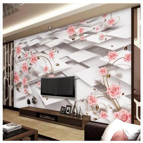 3D three-dimensional space rose TV sofa backdrop classic painting wallpaper Home Decoration