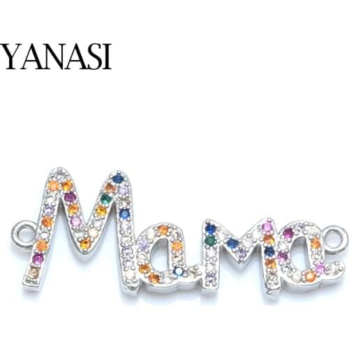 4 Colors "Mama" Love Charm Connector Accessories for Jewelry Bracelet Making Handmade Mothers Day Gift CZ Jewelry