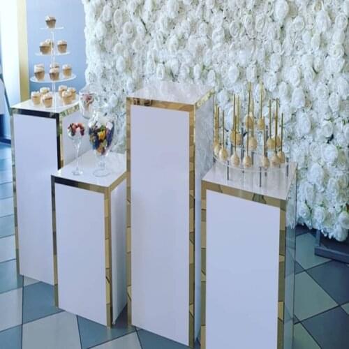 4pcs/set) white rectangle plinth cylinder pedestal wedding display stand party wedding backdrop stand sunyu2596