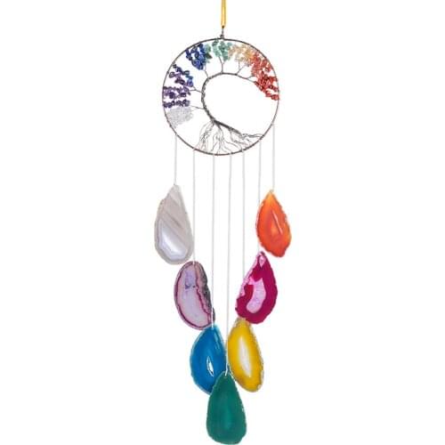 7 Chakra Healing Crystal Tree of Life Window Wall Hanger Agate Slice Hanging Room Ornaments Decoration Home Room Decor