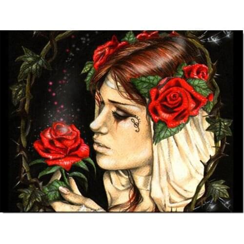 5d diy diamond painting skull rose woman full square round diamond embroidery 3d picture 2020 New arrival mosaic decor YG1872