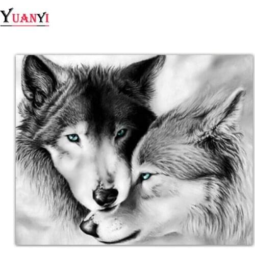 Full Square Diamond embroidery Animal wolf 5D DIY Diamond painting Cross stitch Full Round Diamond mosaic