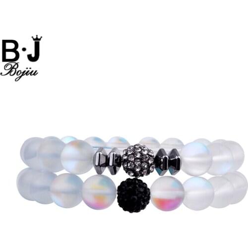 Bojiu Dazzling Beads Elastic Bracelets Zircon Mixed Rough Aura Colorful AB Bracelet For Women Fashion Jewelry Gifts BC158