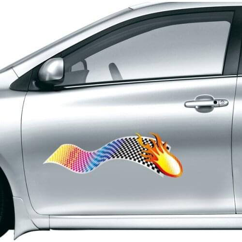 Color Flag and Flames Fashion Car Sticker Waterproof Reflective Decal Vinyl Custom Made Home DIY Car Decoration
